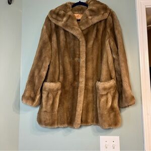 Vintage Tissavel County Pacer Faux Fur brown coat size 14